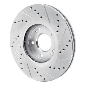 Hyundai AZERA Brake Rotor (1) - Front Left - R1 Concepts - Drilled & Slotted - Silver - `04-`11